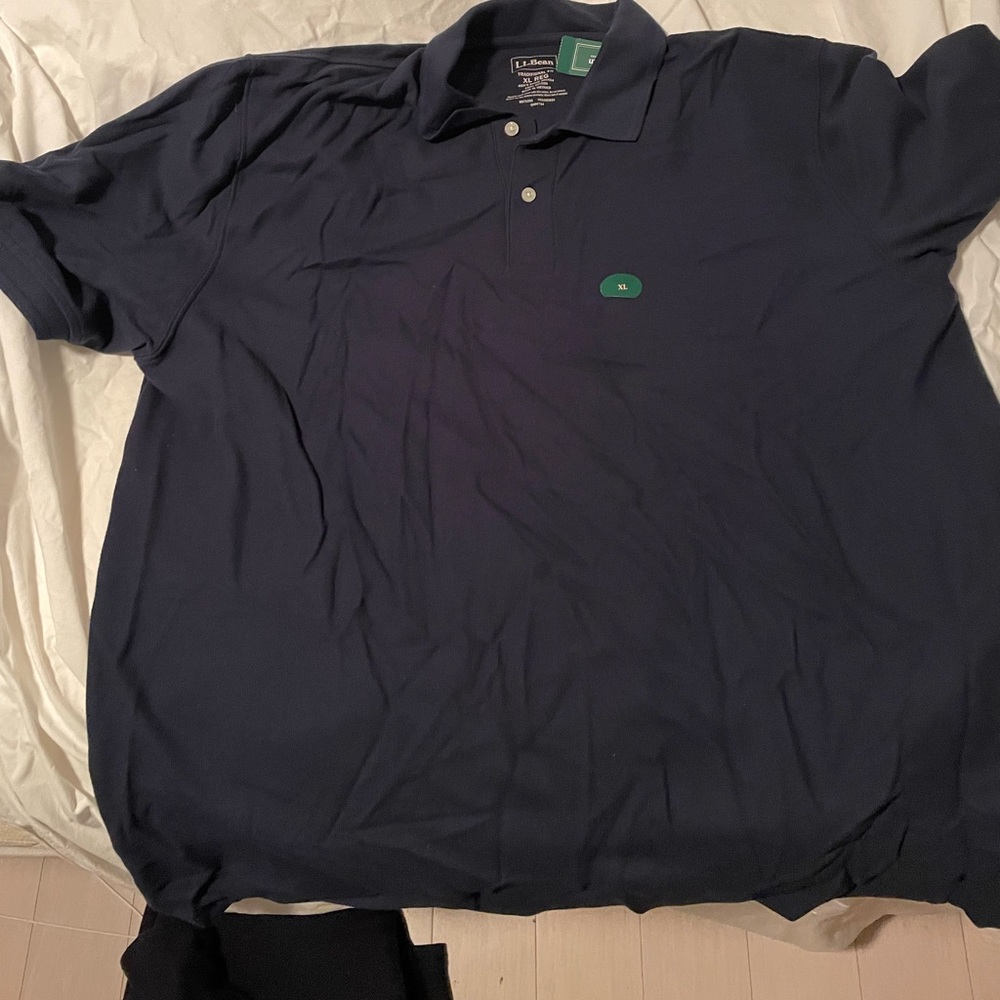 Navy Blue LL Bean Double L Cotton Polo Shirt NWT Size XL